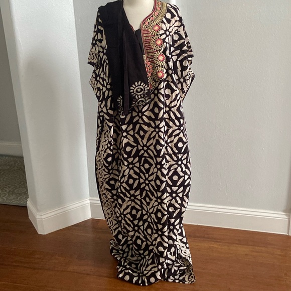 Embroidered Caftan Cotton Boho Kurti Beach Dress Size OS NEW - Picture 1 of 12